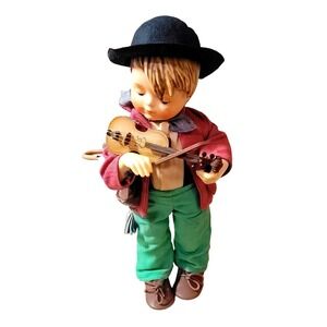 Goebel Hummel Little Fiddler part Porcelain Boy 13" 1989 Danbury Mint w Box & ac